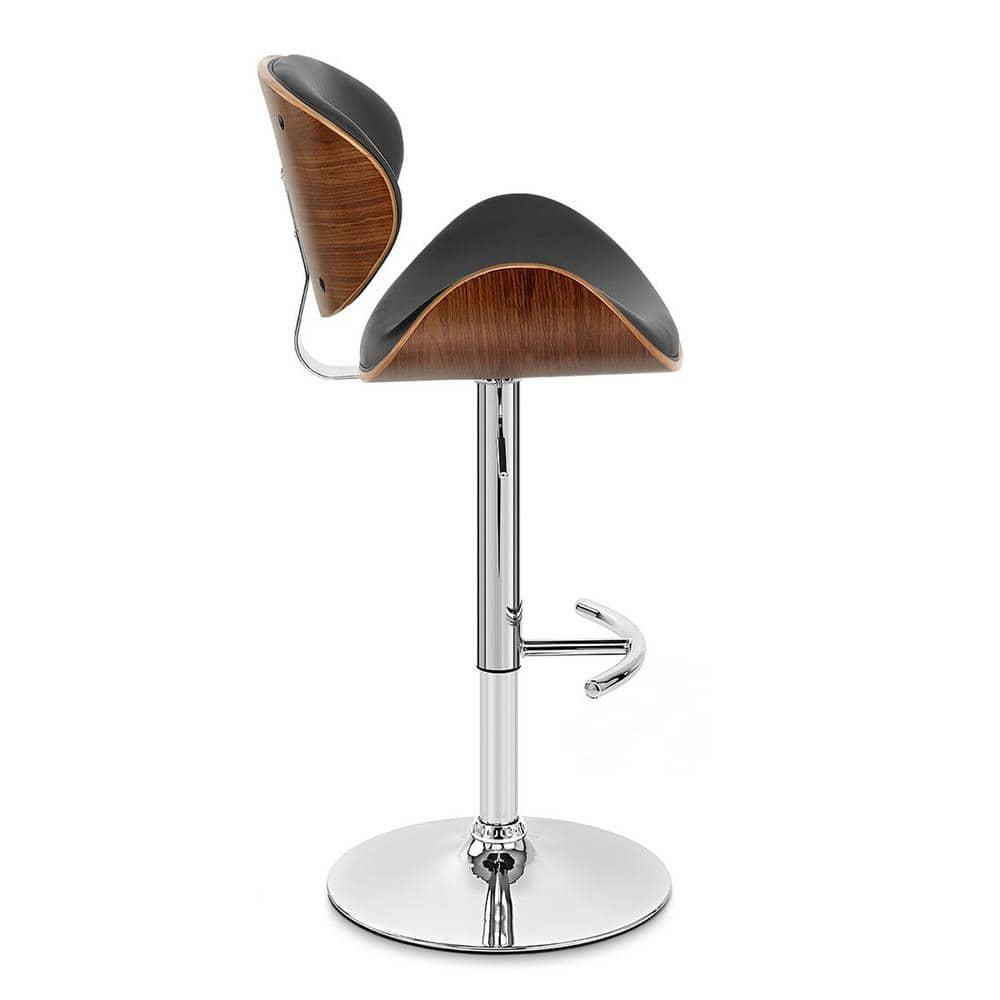 Armen Living Naples 34" Contemporary Faux Leather & Metal Bar Stool in Black
