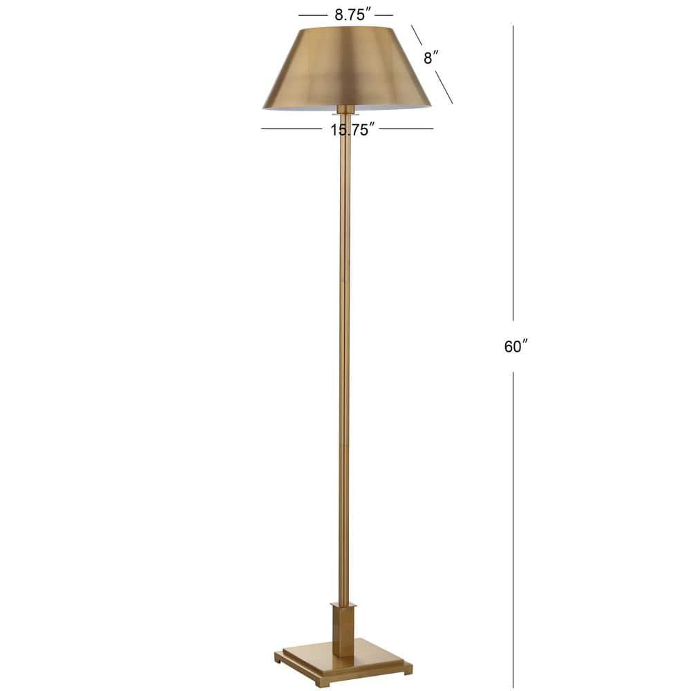 JONATHAN Y JYL6005B Roxy 60" Metal LED Floor Lamp, Contemporary, Transitional for living room, dinning room, bedroom, office Bulb Included, Brushed Brass