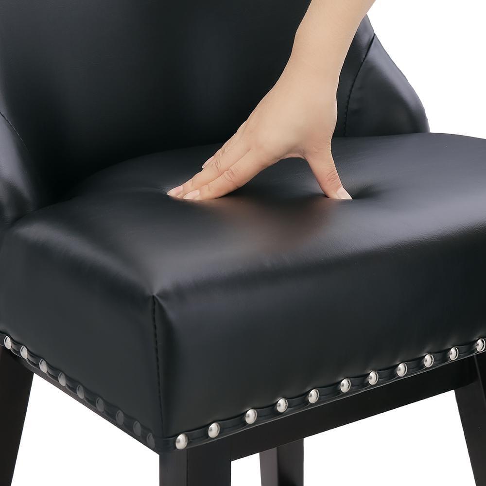 Dycanpo 26''H Swivel Bar Stools with Back Sets of 2 Faux Leather for Home Kitchen Island, Black