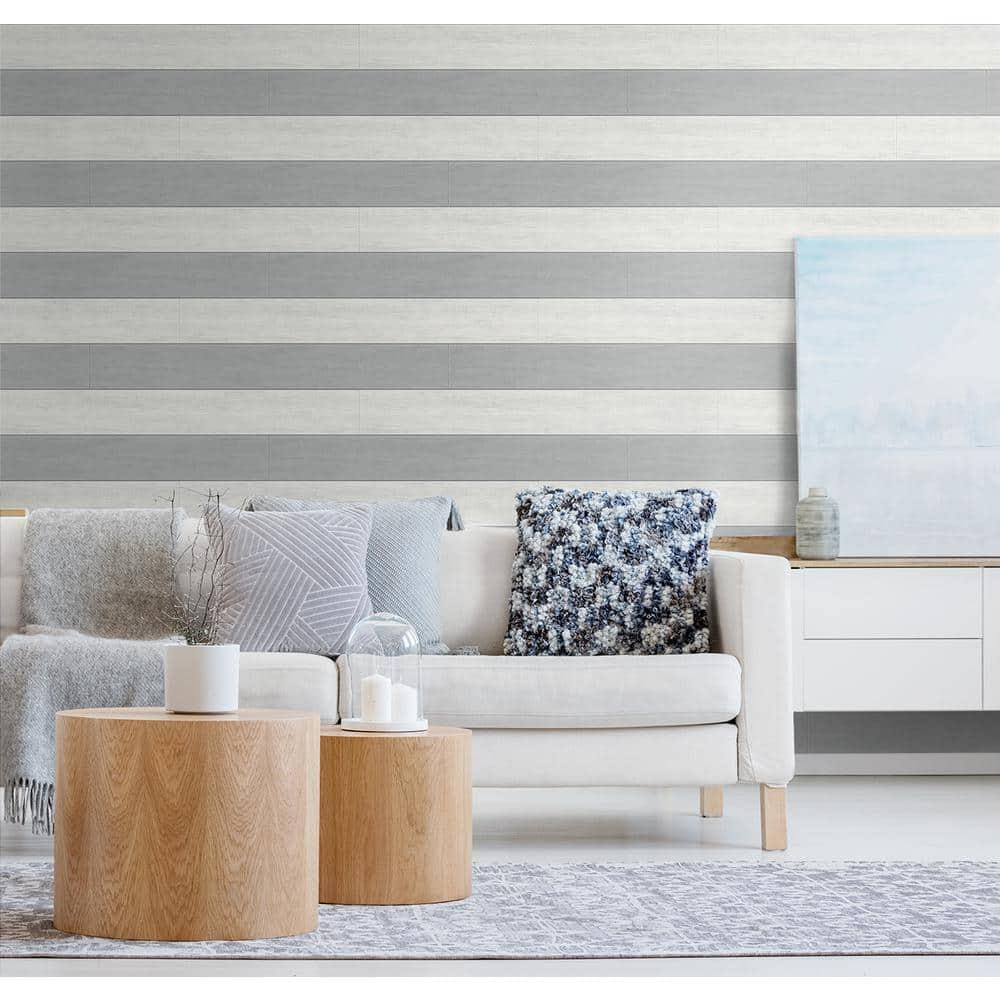NextWall Argos Grey Two Toned Shiplap Peel and Stick Wallpaper