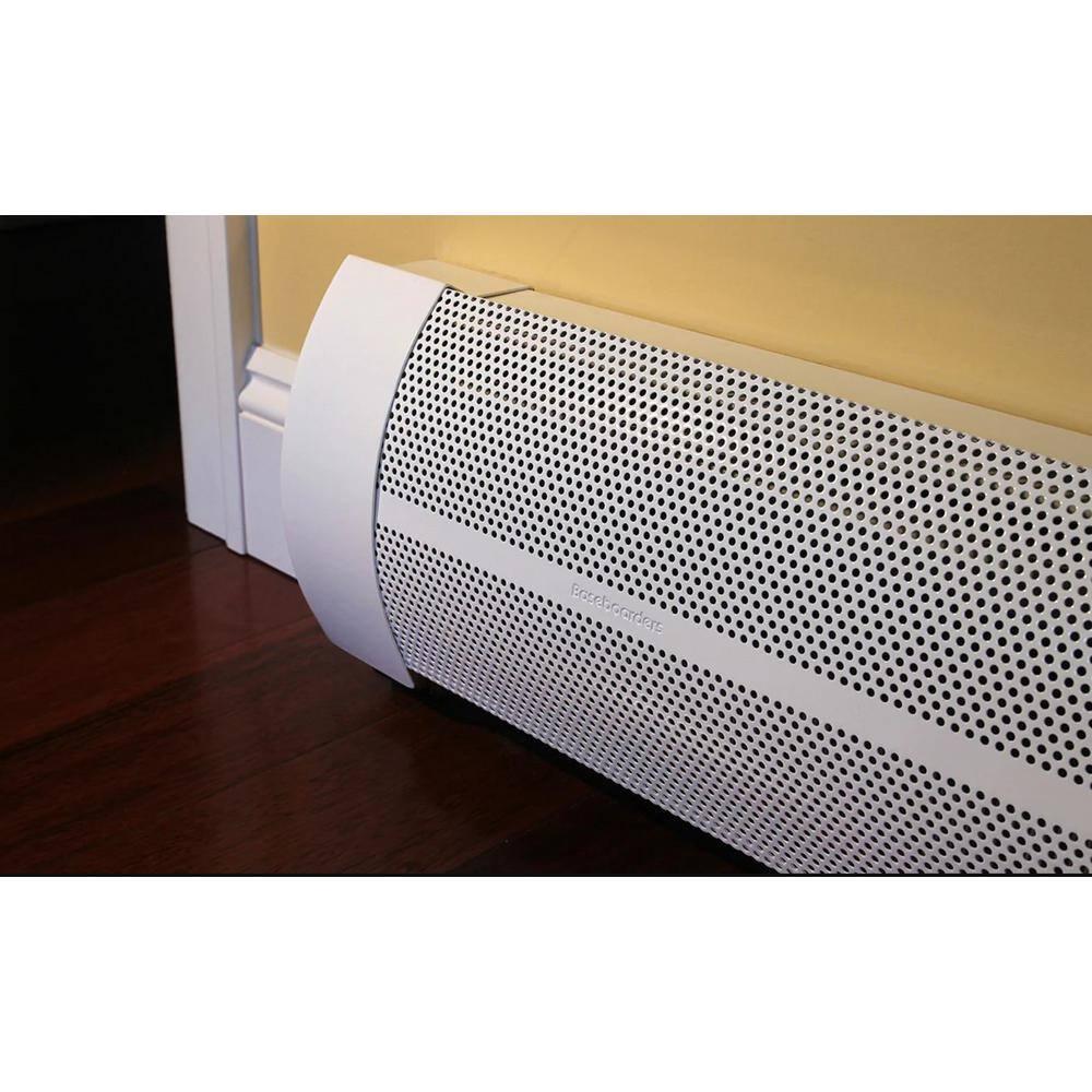 Baseboarders Baseboarders Elliptus Galvanized Steel Easy Slip-on Baseboard Heater Cover Set - White | Heater Cover and Endcaps Included