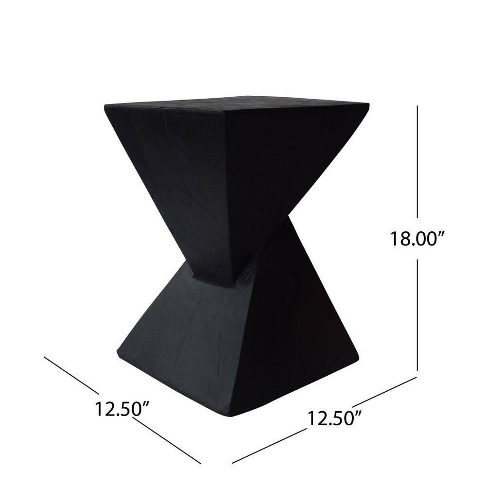 Katie Outdoor Lightweight Concrete Accent Table, Black