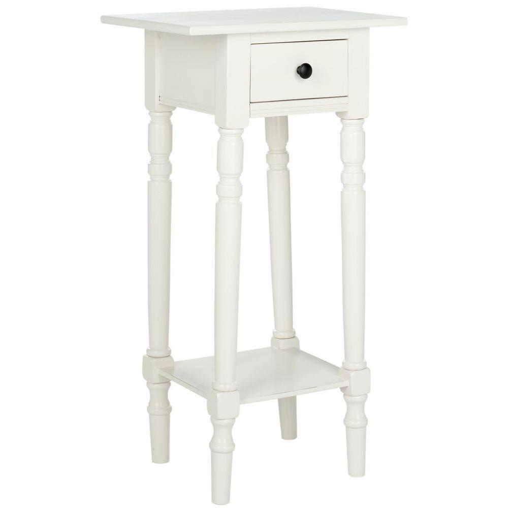 Sabrina End Table With Storage Drawer - Distressed  Cream - Safavieh.
