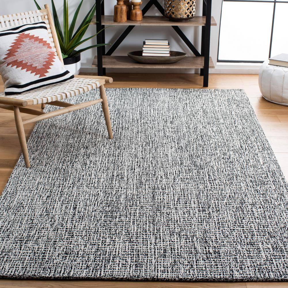 Abstract ABT468 Handmade Indoor Area Rug - Black/Ivory - 9'x12' - Safavieh