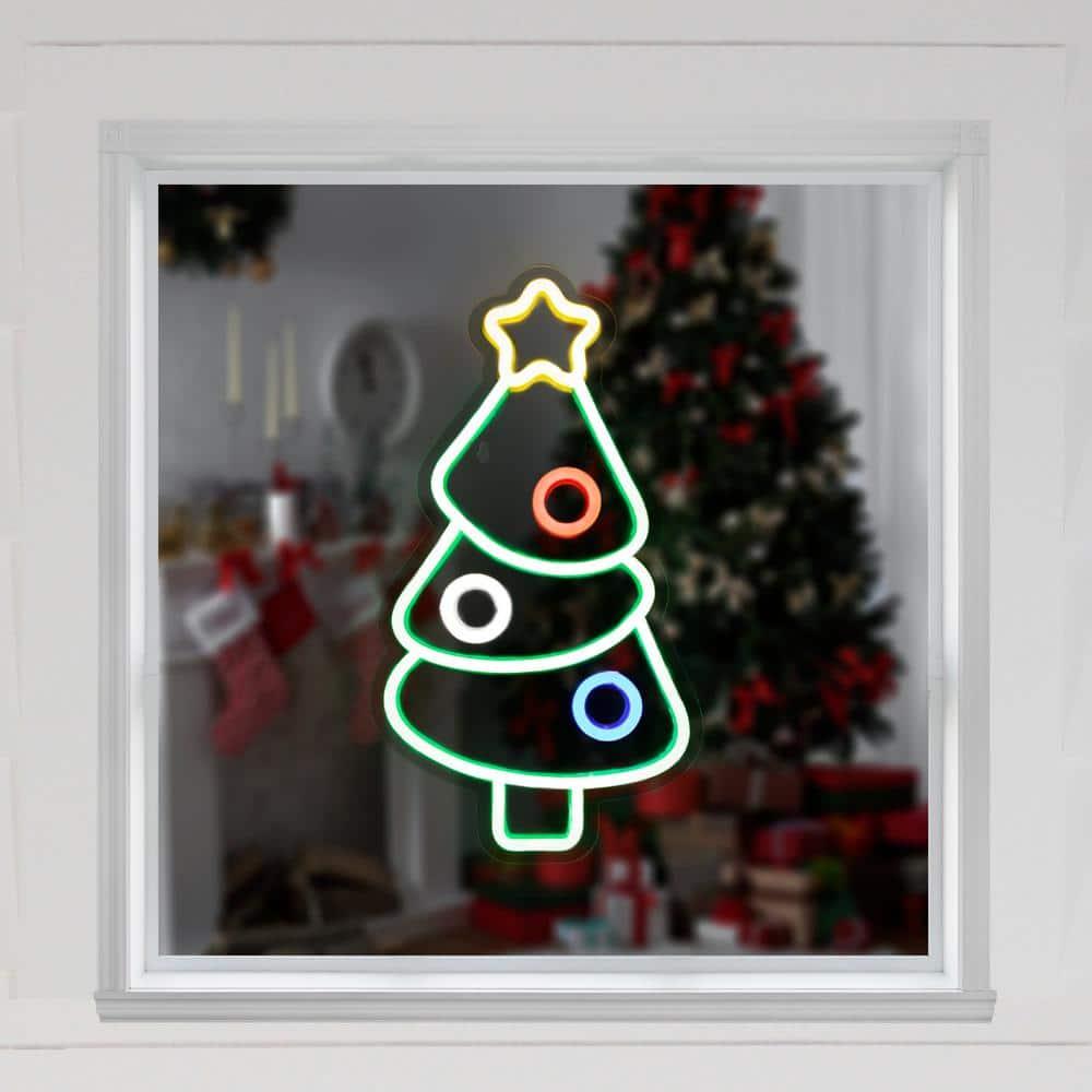 Northlight 15" LED Lighted Neon Style Christmas Tree Window Silhouette