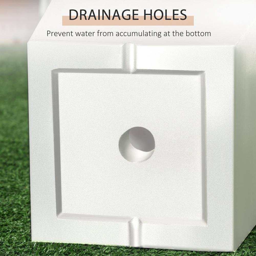 Outsunny 2-Pack MgO Flower Pots with Drainage Holes, Outdoor Planters, Durable & Stackable, for Entryway, Patio, Yard, Garden, White