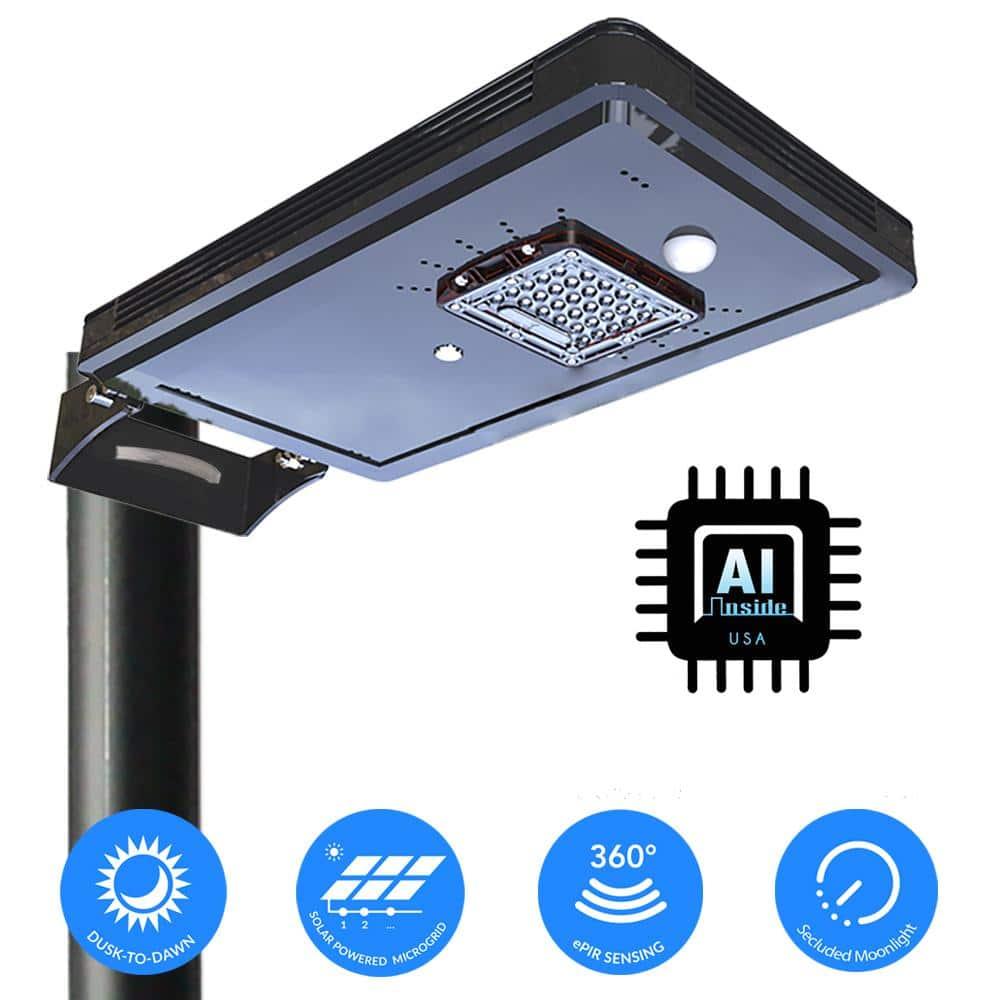 eLEDing Solar Power AI-Smart 1600 Lumens Cree LED Area Parking Light in Black