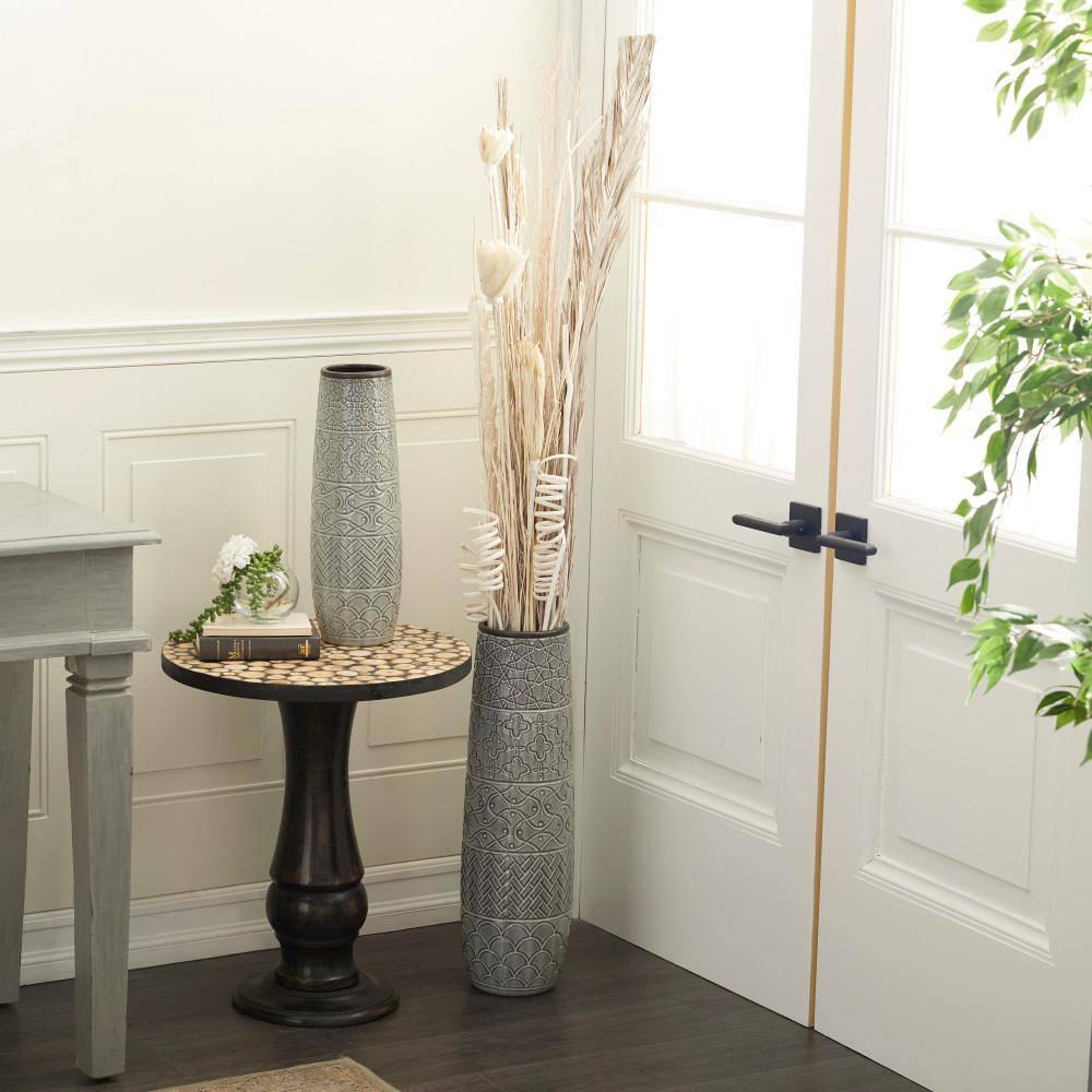 DecMode Farmhouse Dried Floral Natural Foliage Set of 2, 7"W x 56"H, with Brown, White and Beige Finish