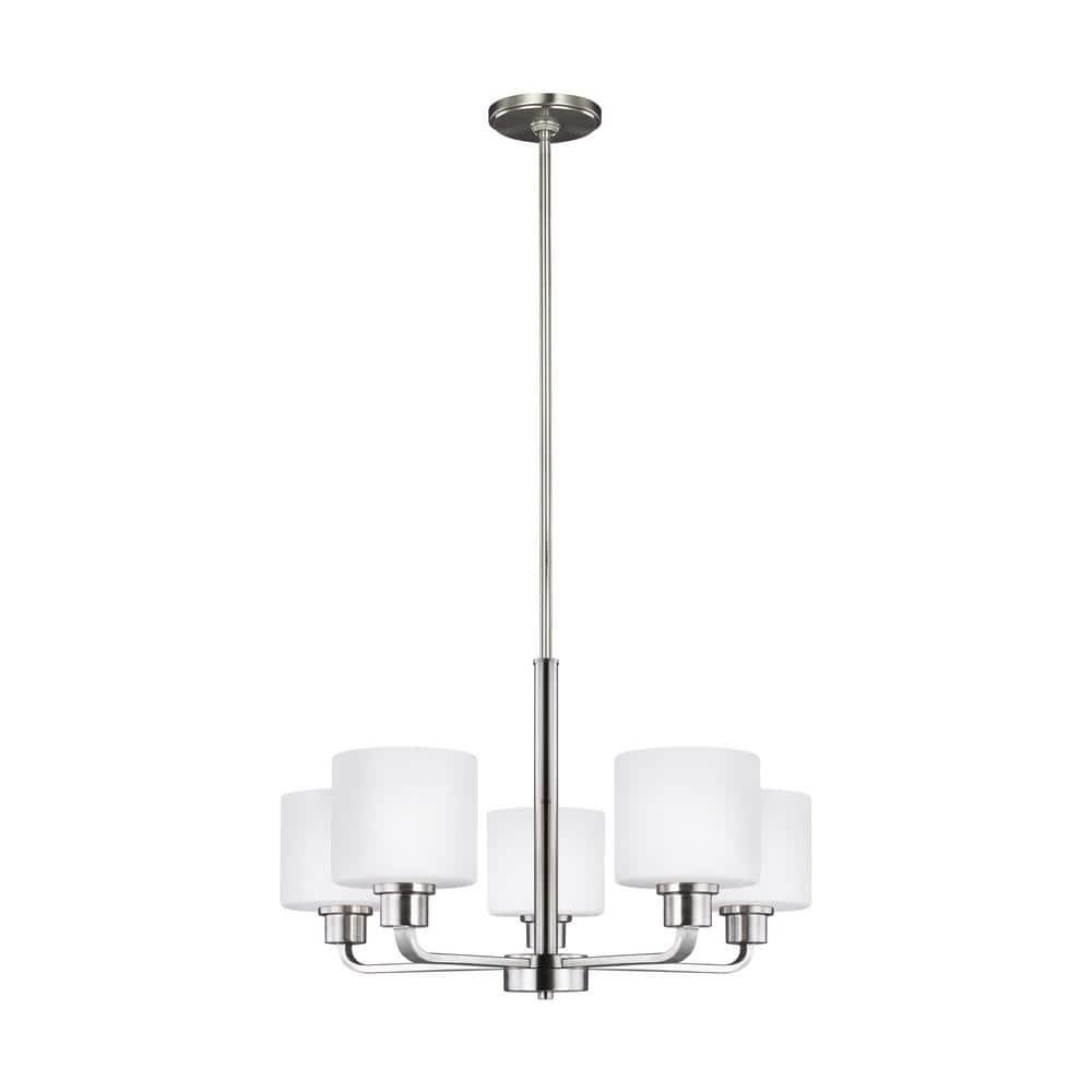 Canfield 5-Light Brushed Nickel Modern Minimalist Hanging Drum Chandelier