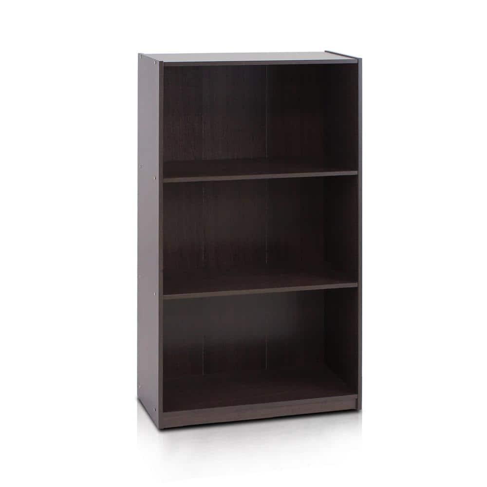 Furinno Basic 3 - Tier Bookcase Storage Shelves, Dark Brown