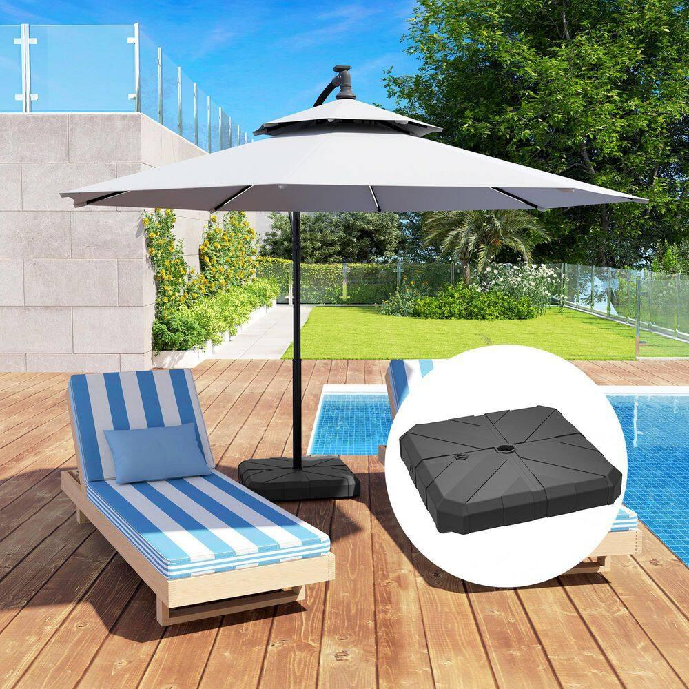 Outsunny Cantilever Offset Umbrella Base, Heavy Duty Outdoor Umbrella Stand Base, Sand/Water Filled Patio Umbrella Base for Garden, Poolside, Black