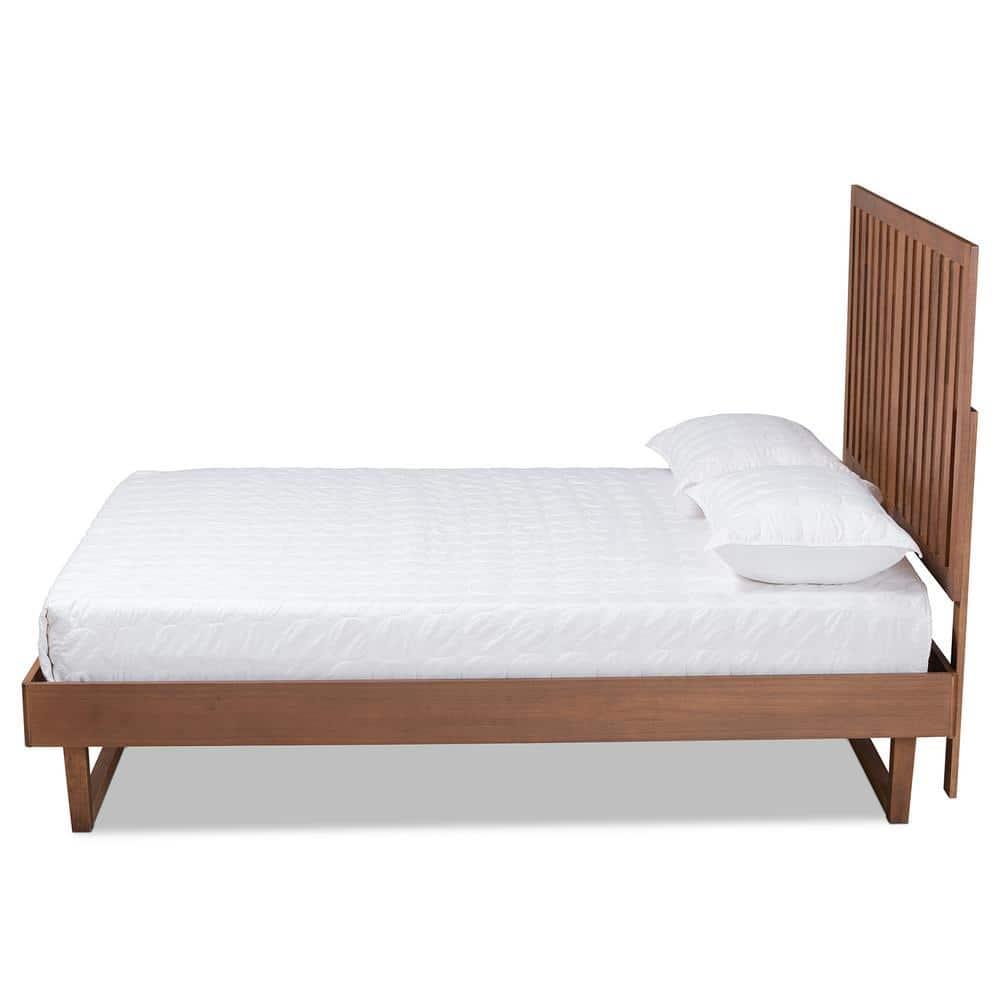 Baxton Studio Marin Modern and Contemporary Walnut Brown Finished Wood Full Size Platform Bed