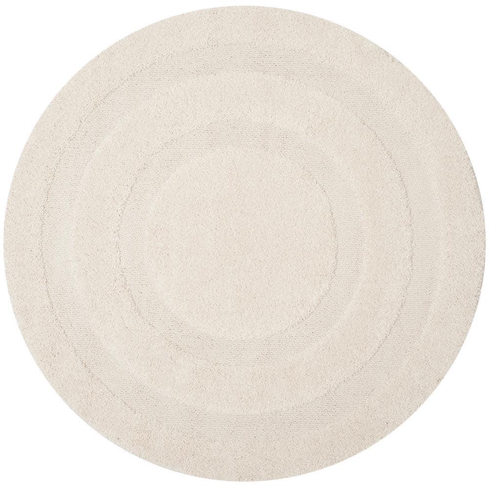 Florida Shag SG454 Power Loomed Indoor Area Rug - Creme/Creme - 4' round - Safavieh.