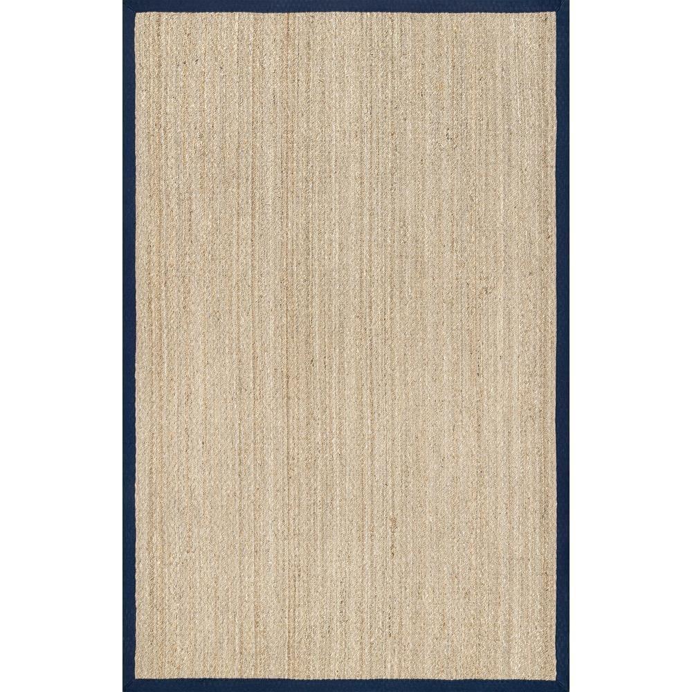 nuLOOM 3x5 Elijah Seagrass Area Rug, Navy, Solid Farmhouse Style, Cotton Bordered, Basketweave, Natural Fiber, For Bedroom, Dining Room, Living Room, Hallway, Office, Kitchen, Entryway