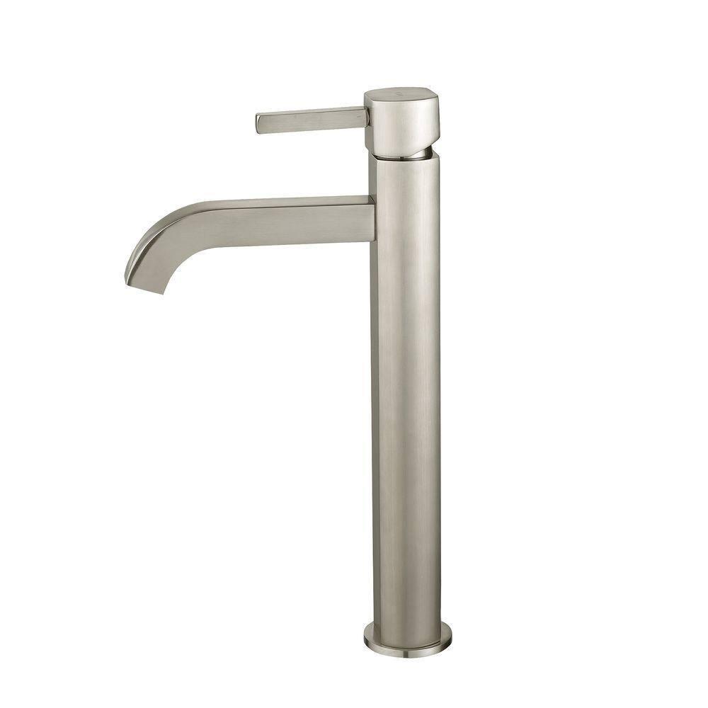 Kraus FVS-1007-PU-10SN Kraus Ramus Vessel Mixer Single-Handle Bathroom Faucet with Matching Pop-Up Drain