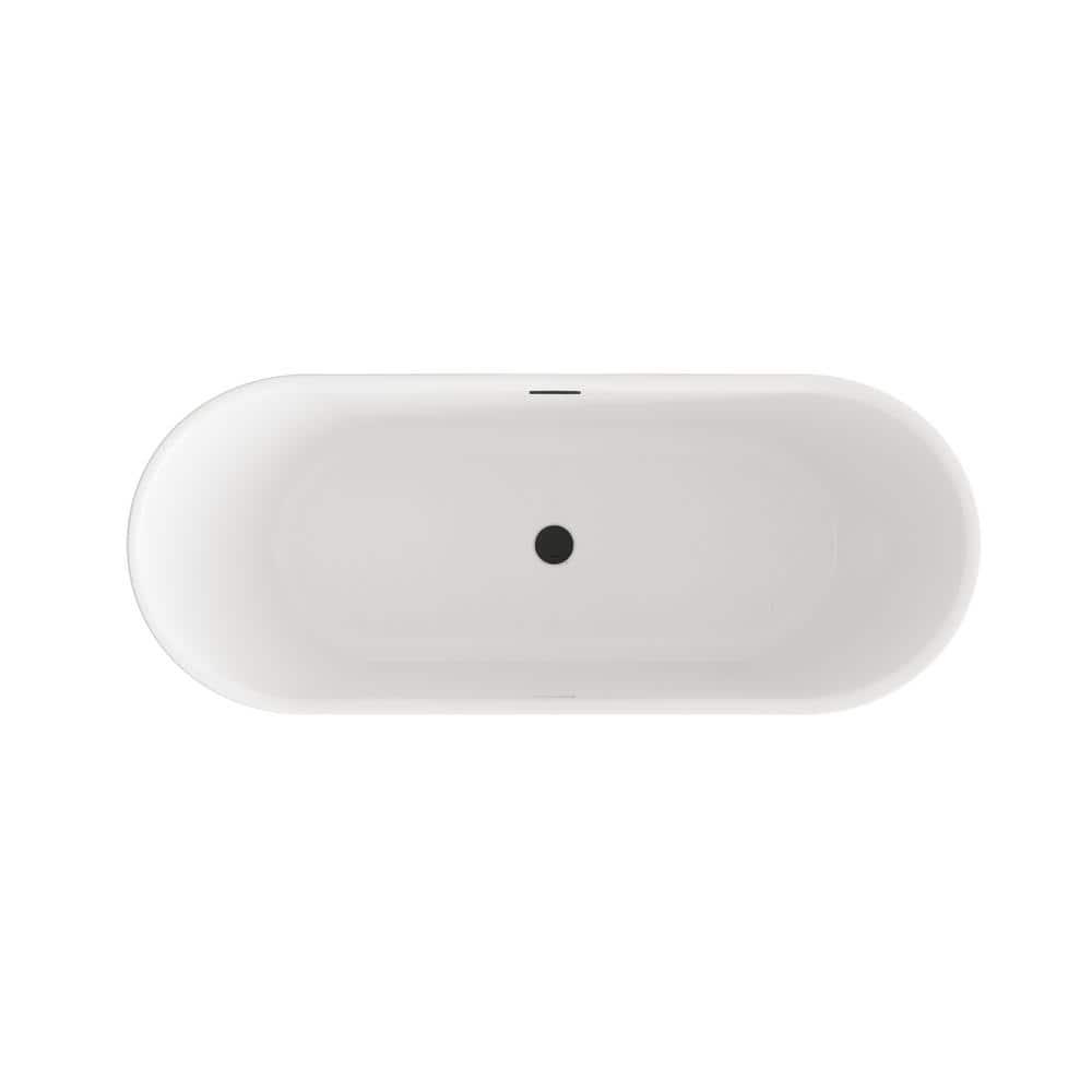 Living District 67 Inch Bathtub in Glossy White with Trim BT30467GW-MBK