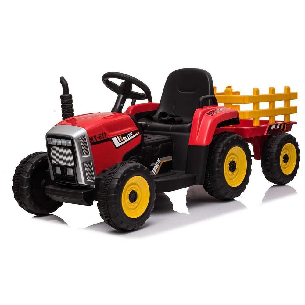12V Kids Ride On Tractor with Trailer & Remote Control,Red, 35W