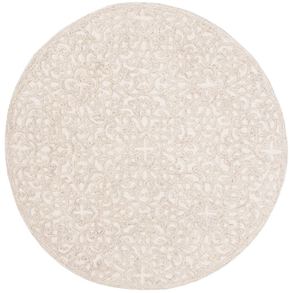 Trace TRC103 Hand Tufted Area Rug - Camel/Ivory - 6' Round - Safavieh.