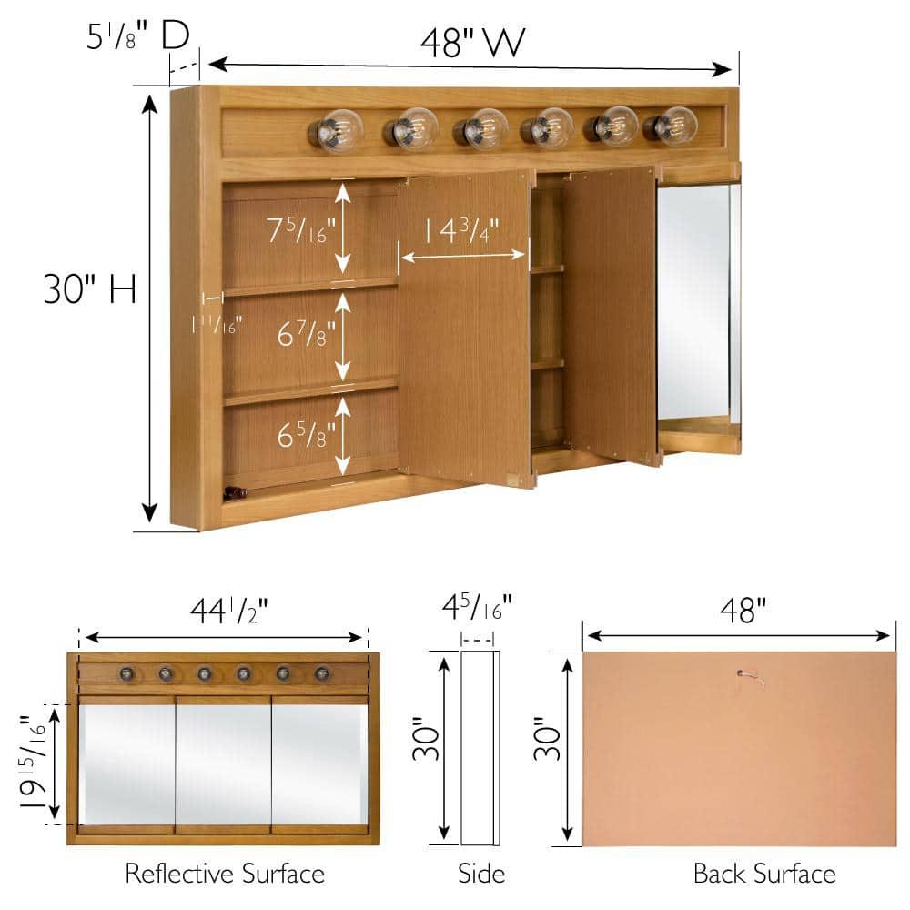 Richland 48-Inch Lighted Wood Medicine Cabinet in Nutmeg Oak