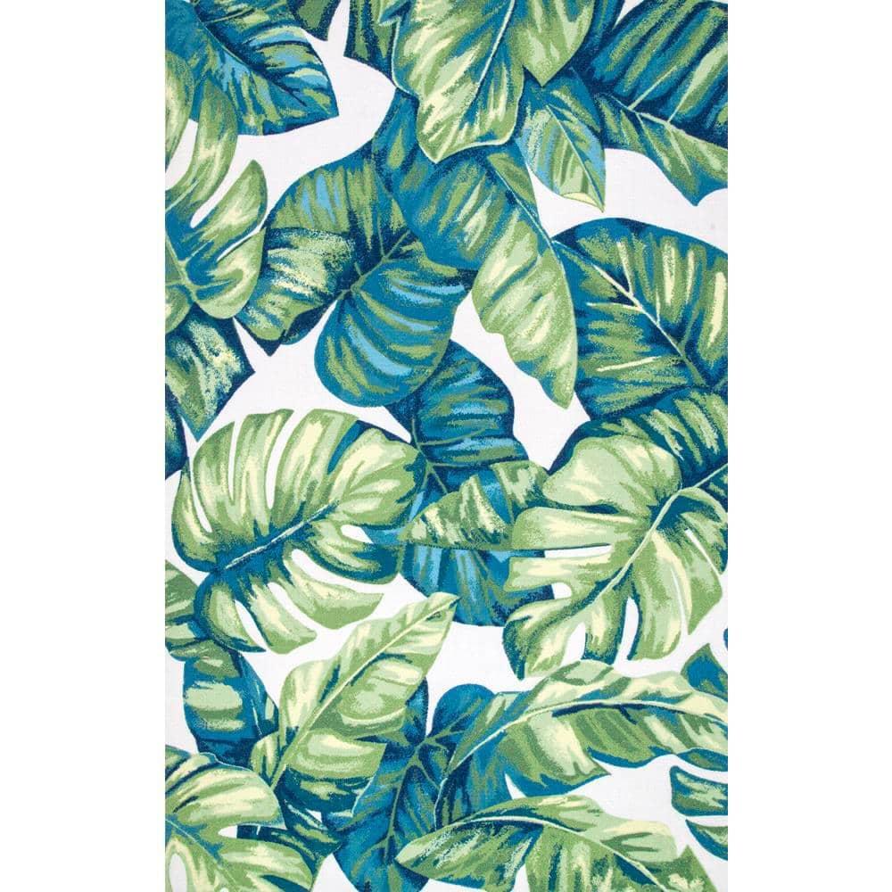 Nuloom Lisa Floral & Paisley 8x10 Indoor/Outdoor Area Rug for Living Room Patio Deck Front Porch Kitchen, Green Multicolor/Ivory