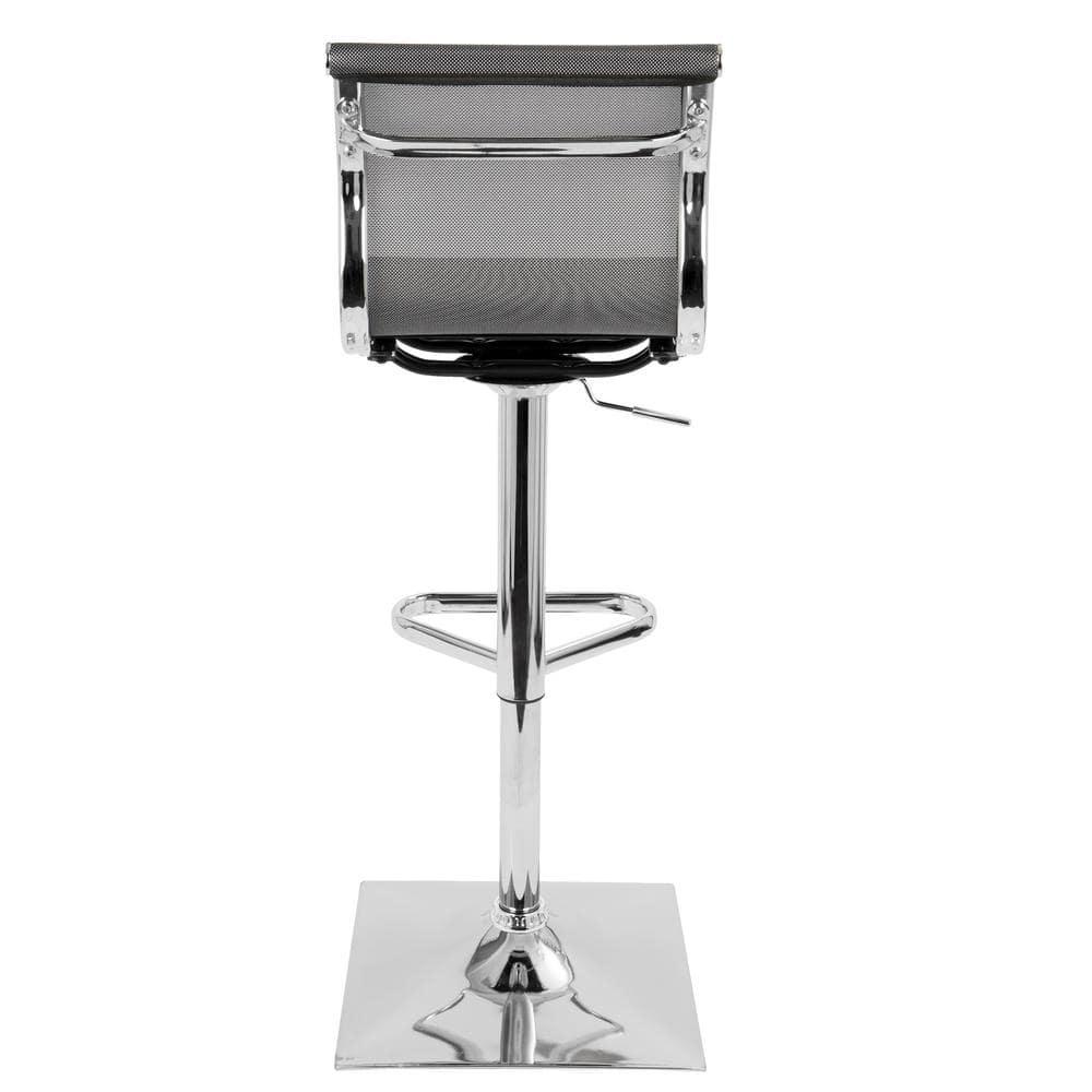Mirage Contemporary Adjustable Barstool Silver - LumiSource: Chrome-Plated, Swivel, Low Back