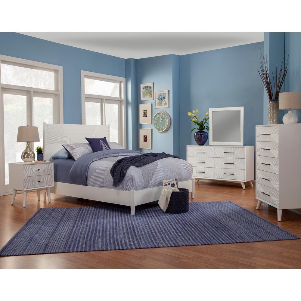 Alpine Furniture Tranquility 2 Drawer Nightstand, 22" W X 16" D X 26" H, white