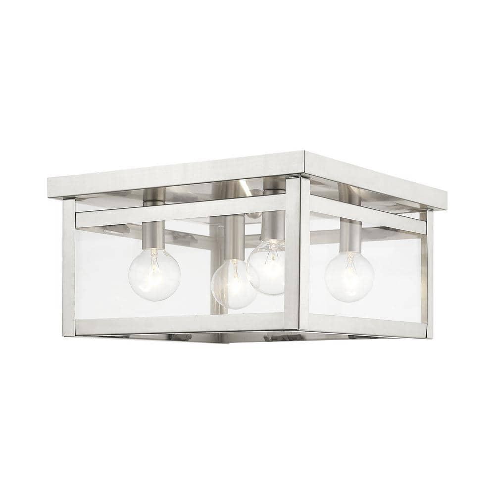 Livex Lighting - Milford - 4 Light Square Flush Mount In Shabby Chic Style-6