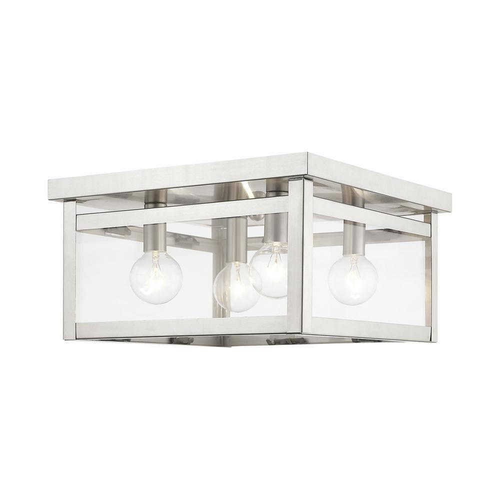 Livex Lighting - Milford - 4 Light Square Flush Mount In Shabby Chic Style-6