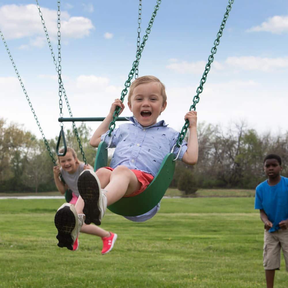 Backyard Discovery Big Brutus Galvanized Steel Swing Set, 2 Belt Swings, 1 Trapeze Bar