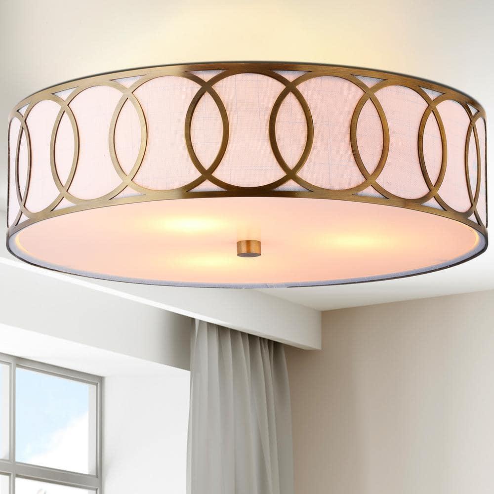 Aubrey 3-Light 15.5" Metal LED Flush Mount, Brass