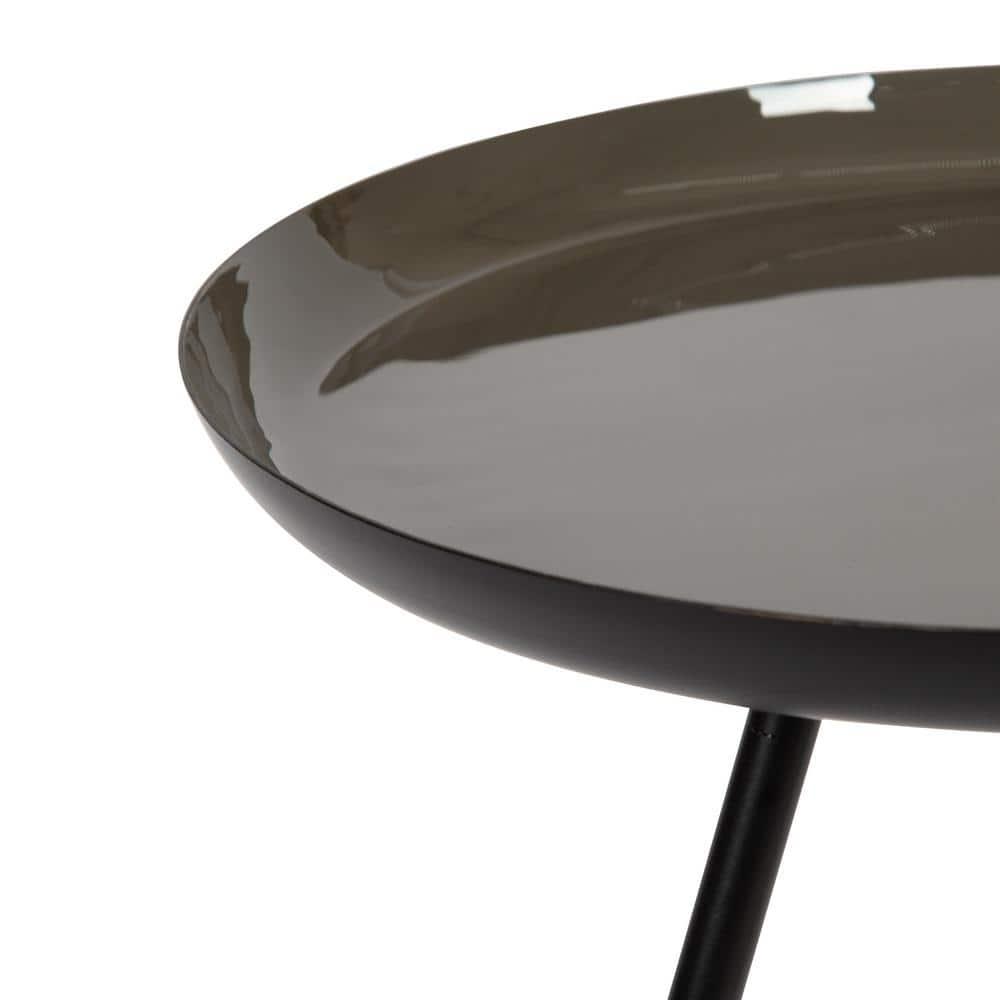 Kate and Laurel Laranya Round Metal Side Table, 15x15x22.5, Brown and Black