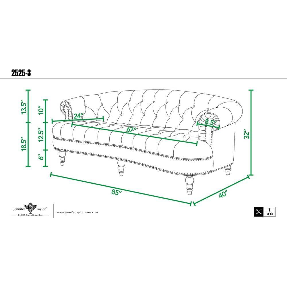 Jennifer Taylor Home La Rosa 84" Victorian Chesterfield Living Room Tufted Sofa Couch, Navy Blue