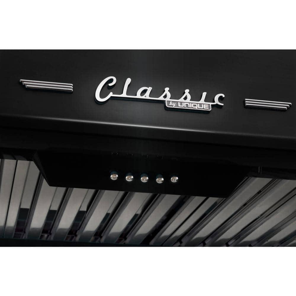 Classic Retro 24" 500 CFM Ducted Under Cabinet Range Hood with Stainless Steel Baffles and Light