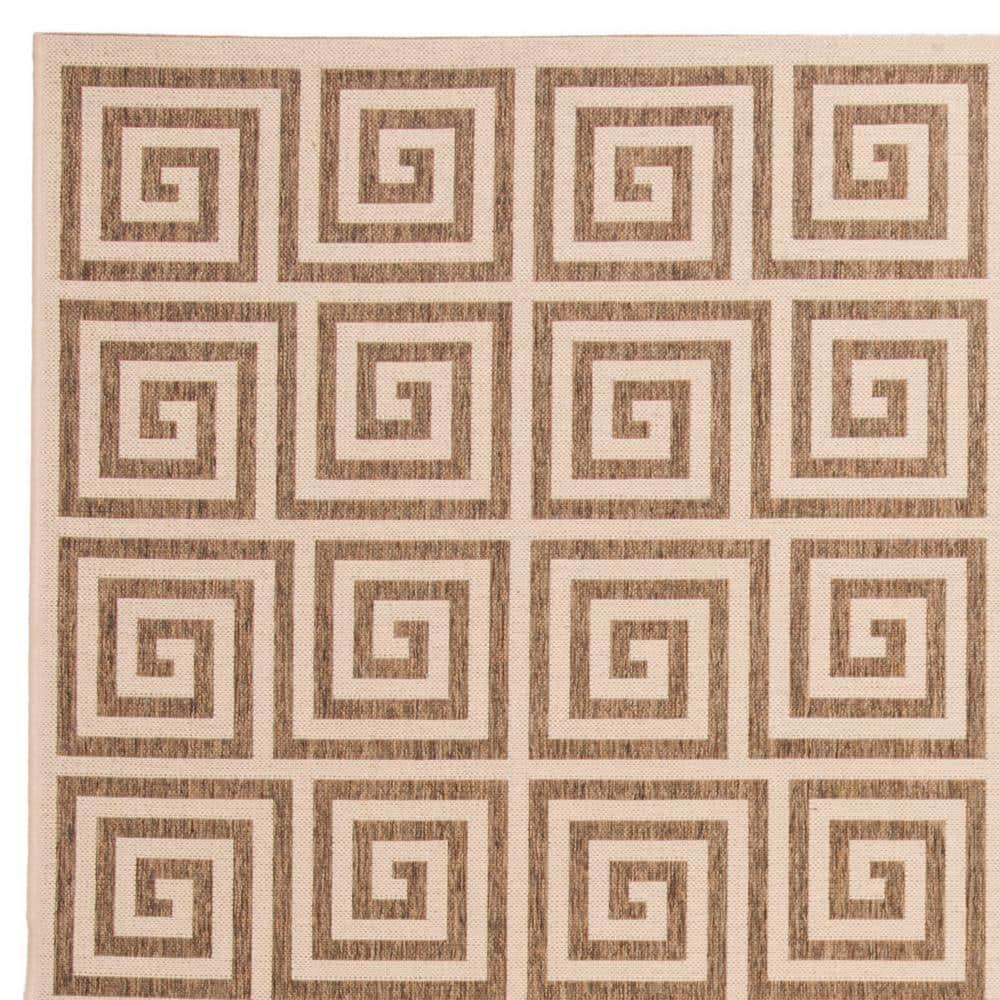 Mazie Geometric Beige 9' x 12' Easy-Care Outdoor Area Rug