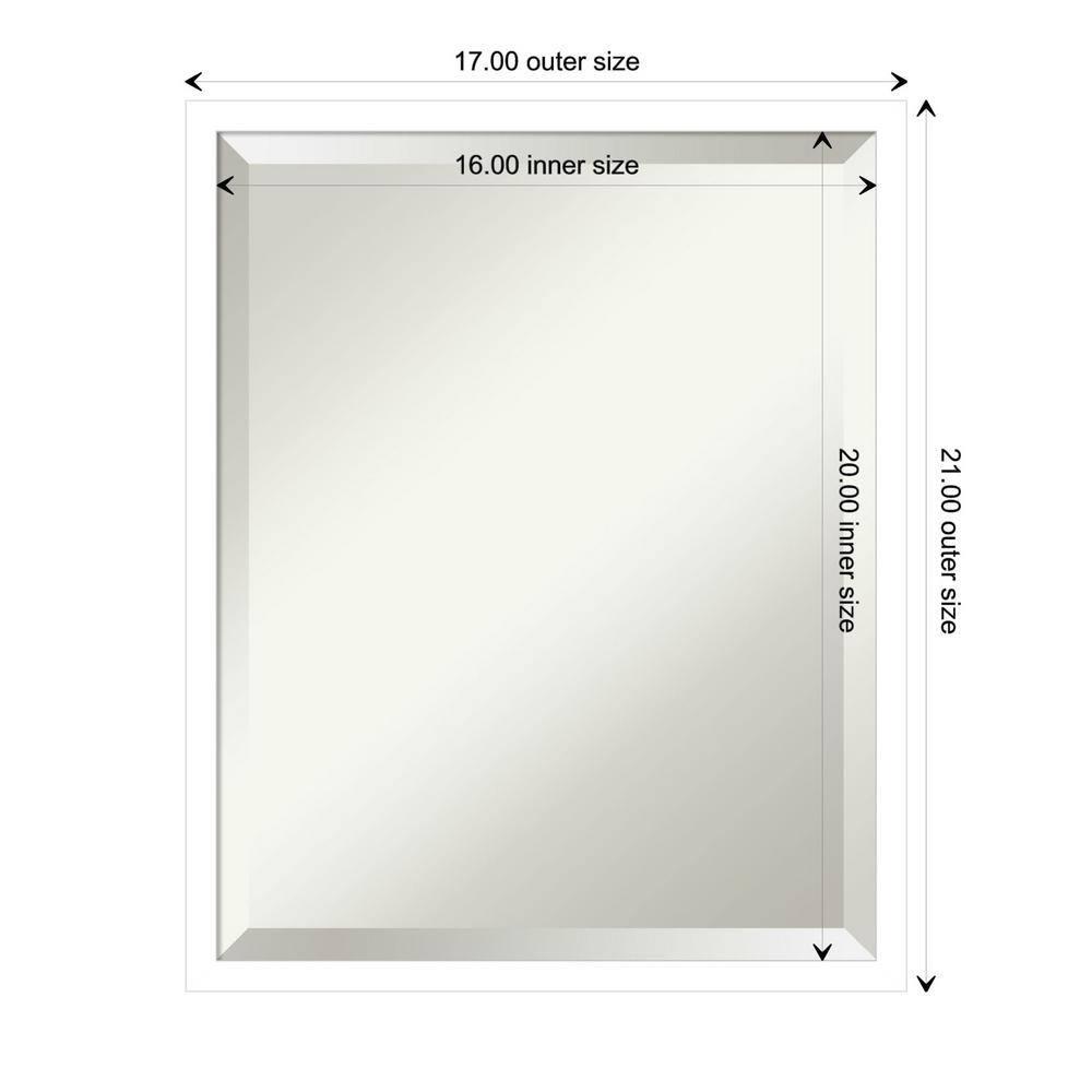 Amanti Art Beveled Wood Bathroom Wall Mirror - Svelte Frame Svelte White Outer Size: 17 x 21 in White