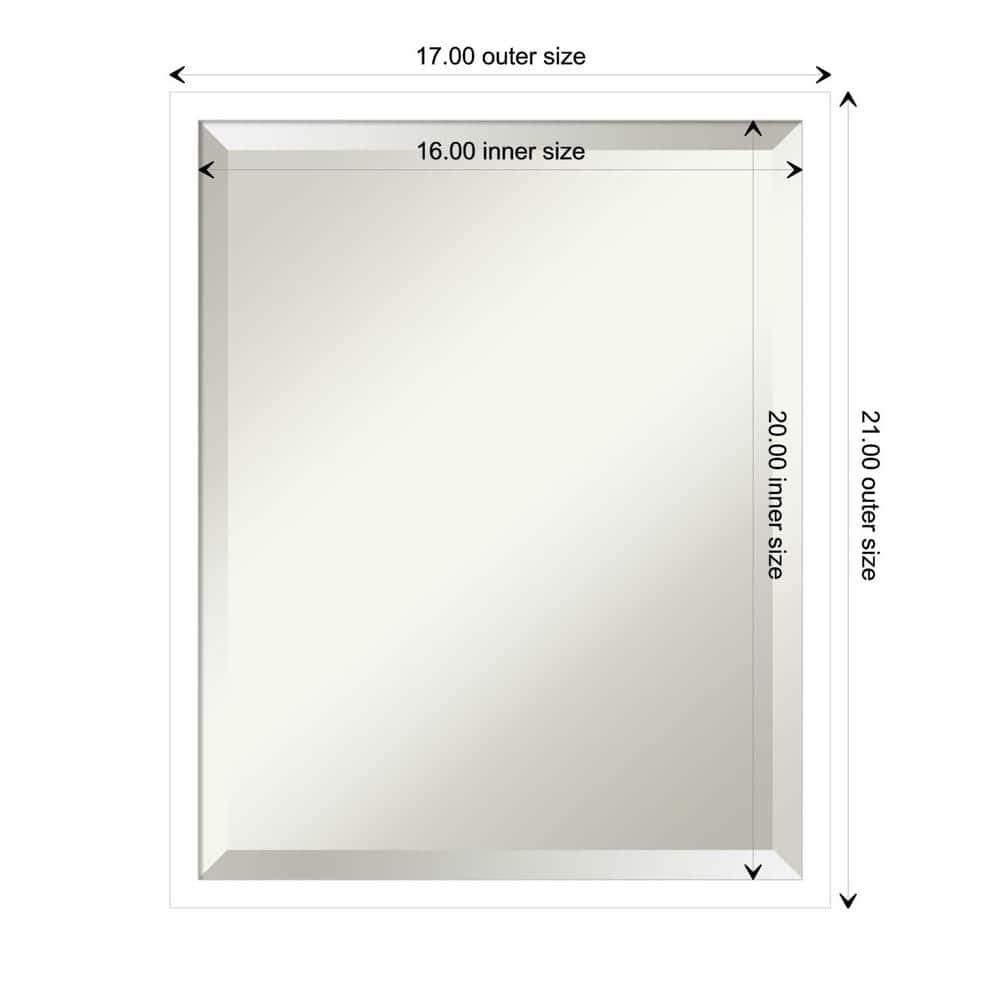 Amanti Art Beveled Wood Bathroom Wall Mirror - Svelte Frame Svelte White Outer Size: 17 x 21 in White