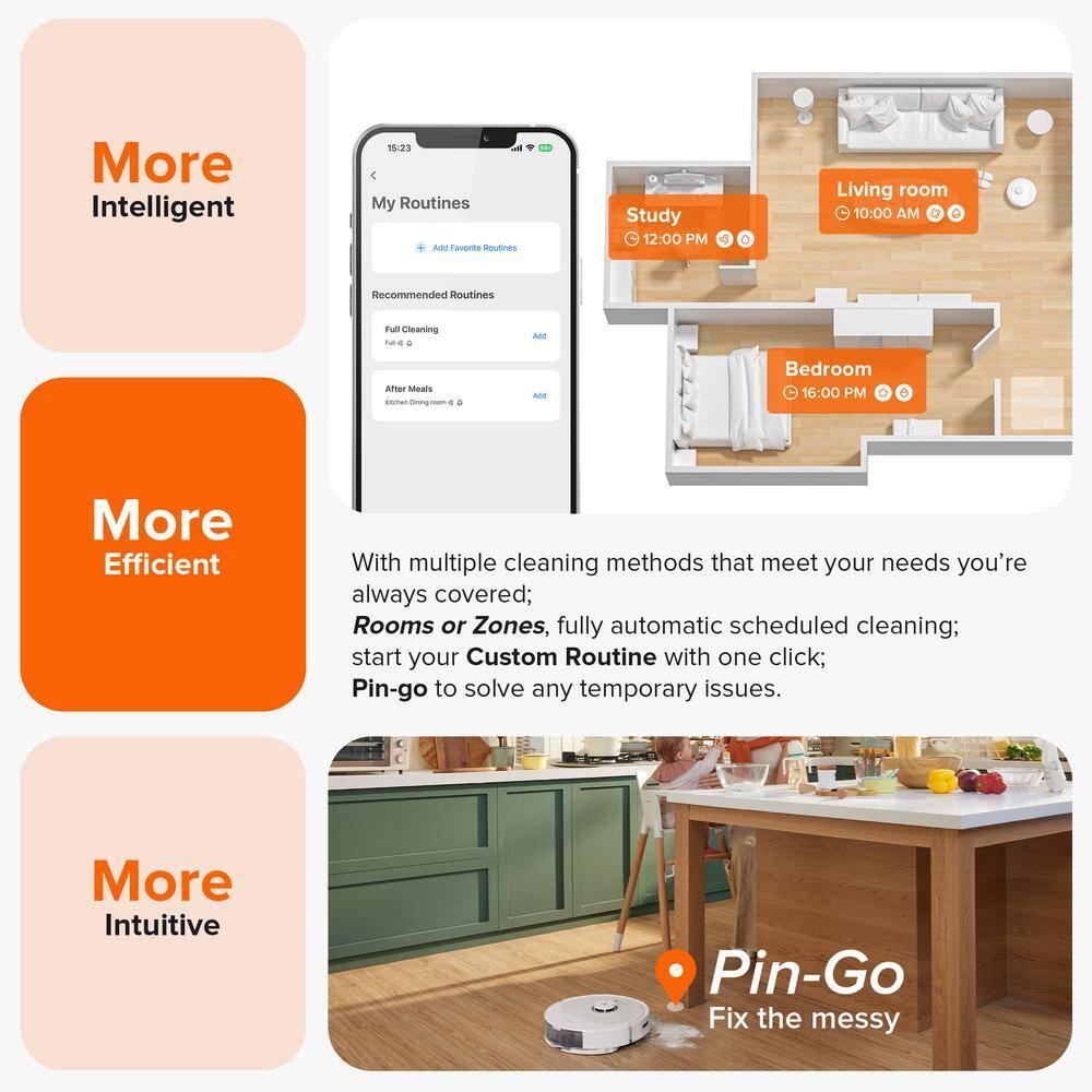 Q8 Max Robotic Vacuum White: Roborock, Cordless, Smart Mapping, App Controlled, Tangle-Free, Multi-Surface, 1-Year Warranty