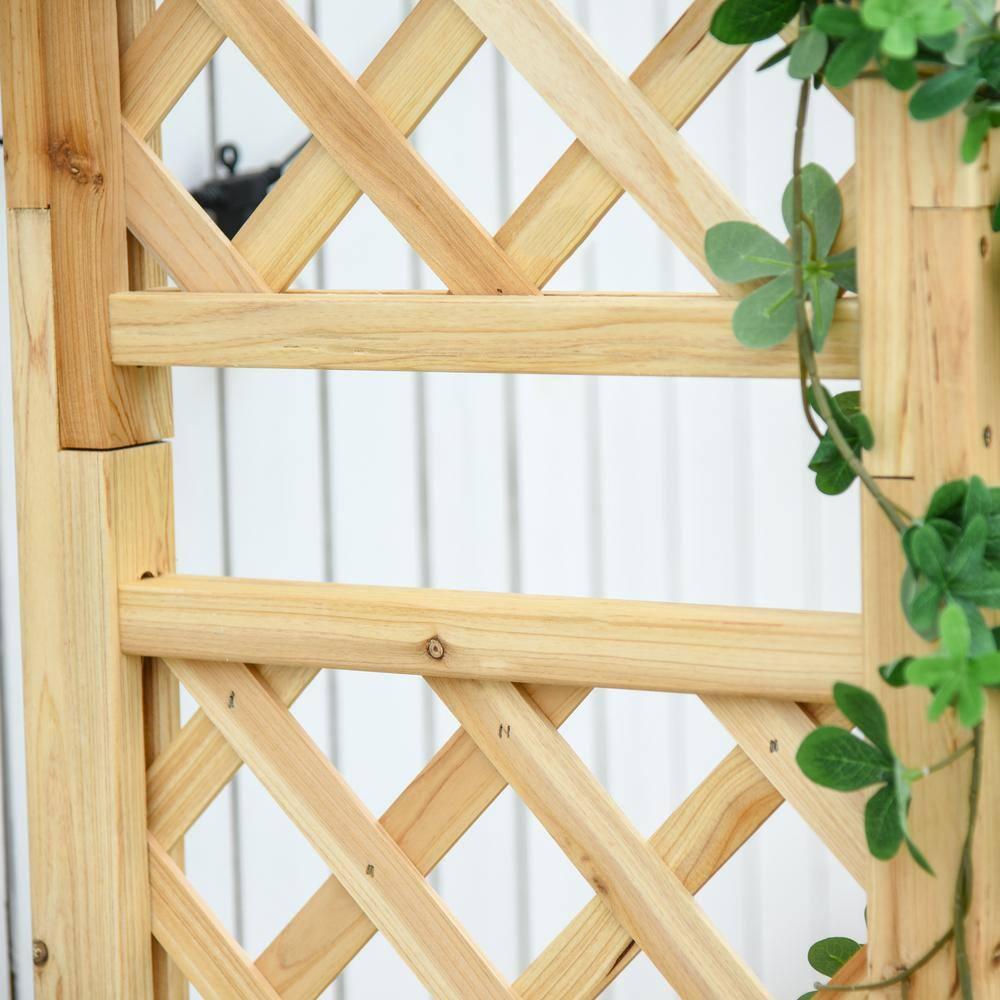 Outsunny Wooden Trellis Arbor Arch for Climbing Plants with Garden Bench, Grow Grapes & Vines, Patio Decor & 2-Person Seating, Natural