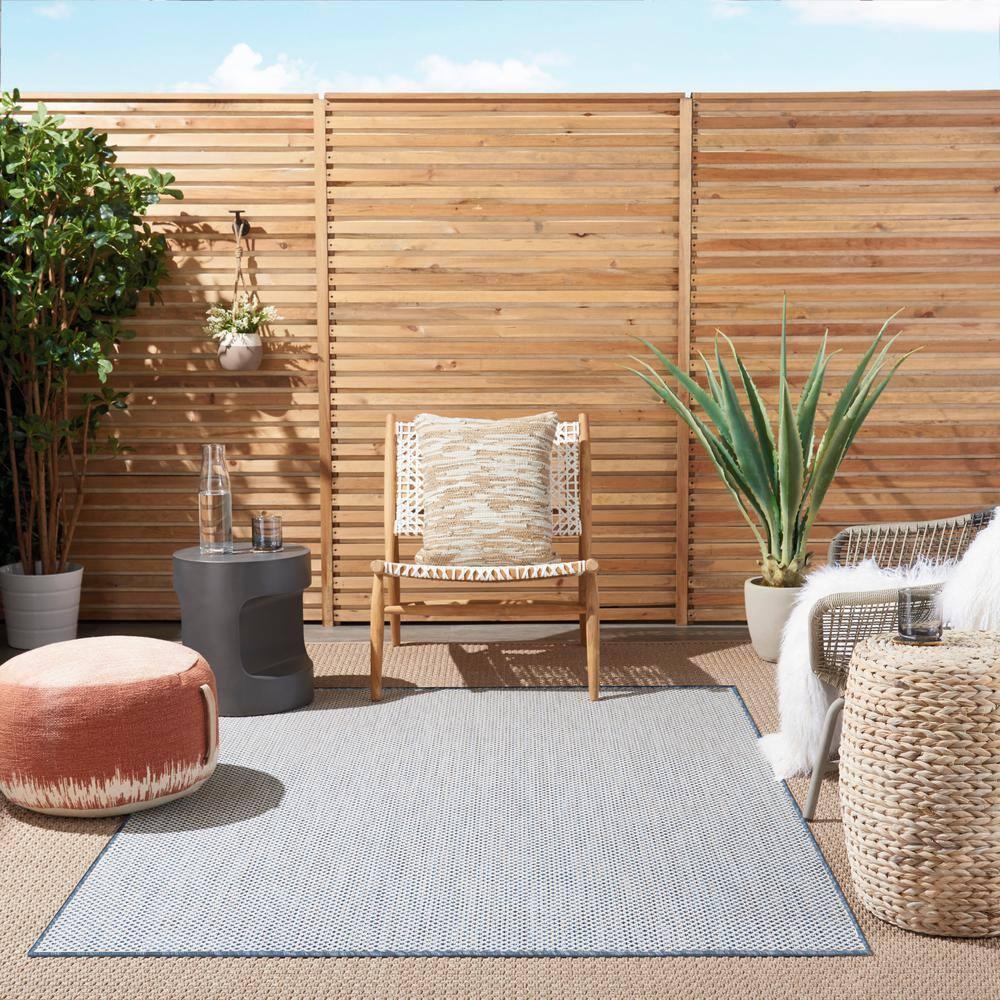 Nourison Courtyard COU01 Indoor/outdoor Area Rug - Ivory Blue 6' x 9'