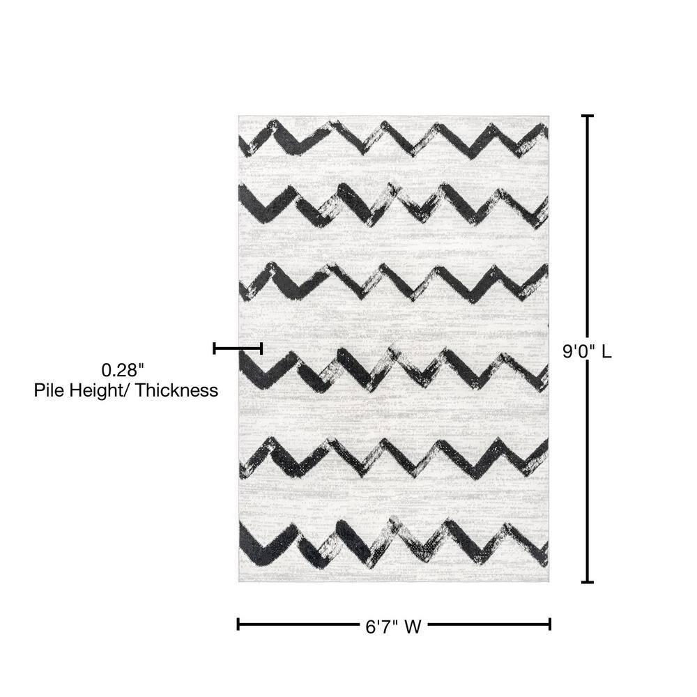 Nuloom Addison Chevron 7x9 Indoor Area Rug for Living Room Bedroom Dining Room Kitchen, Grey/Ivory