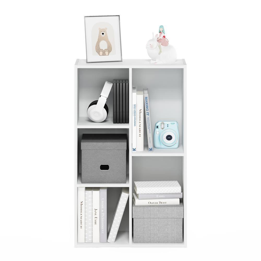31" 5-Cube Geometric Decorative Bookshelf with Anti-Toppling Reversible Open Bookshelf Storage Organizer for Study&Office