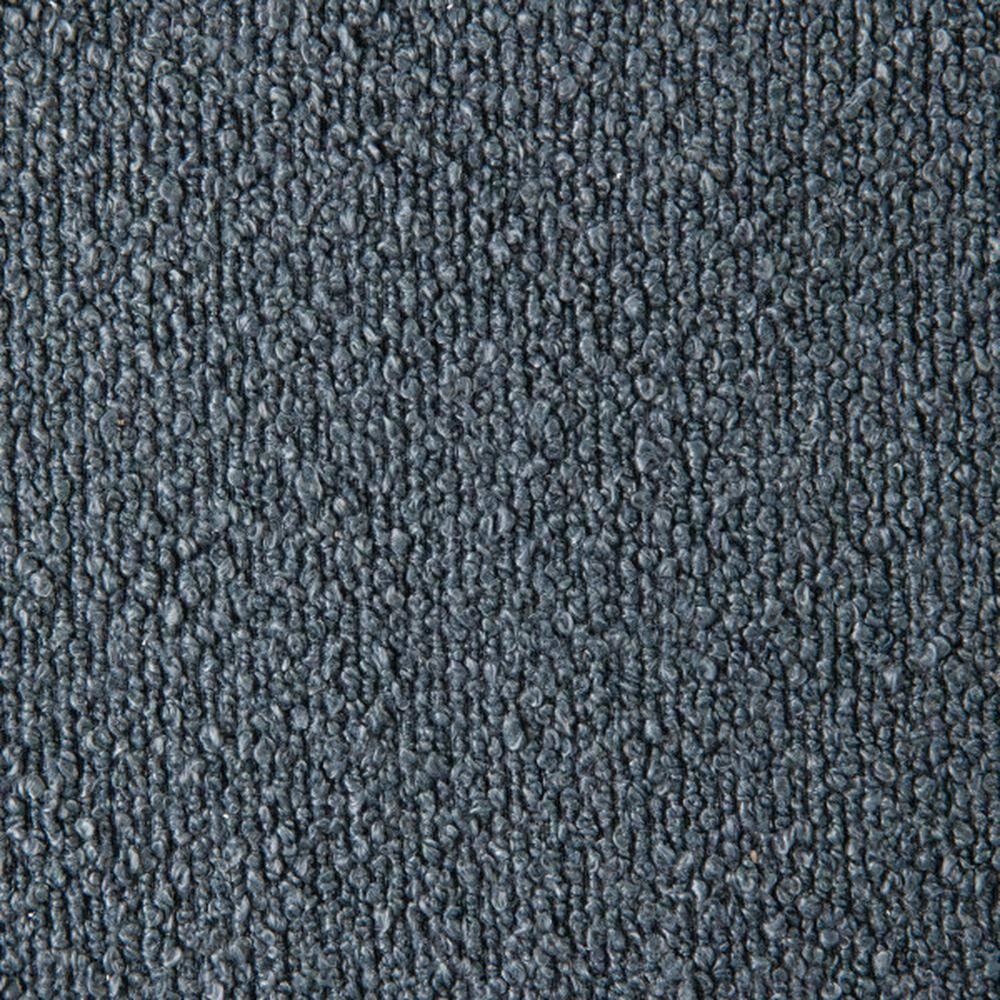 Household Essentials Harper Metal Bench with Boucle Upholstered Cushion, Blue-Grey and Black