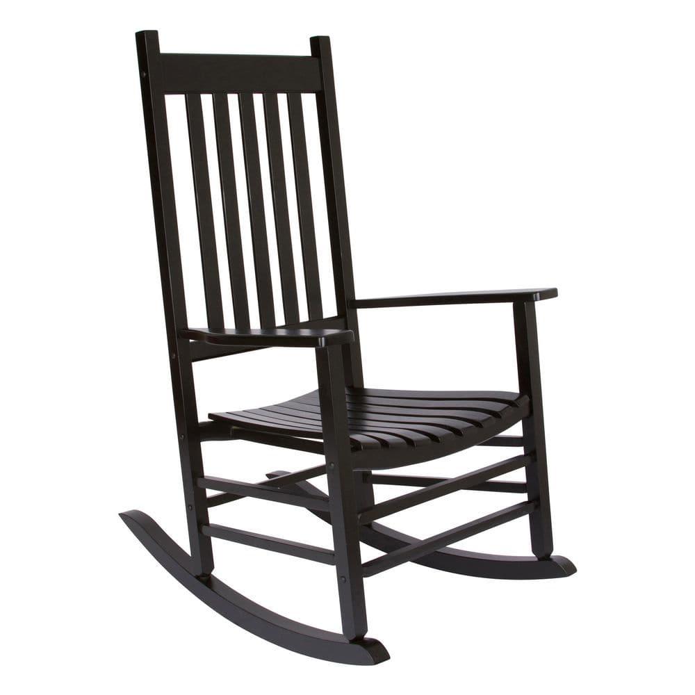 Shine Company Vermont Porch Rocker, High Back Wood Rocking Chair, Black