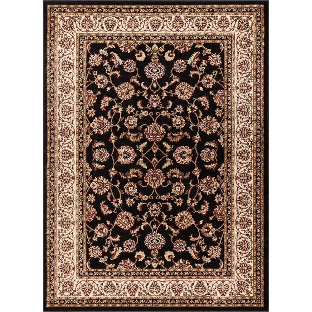 Well Woven Barclay Sarouk Traditional Oriental Panel Black 3'11" x 5'3" Area Rug