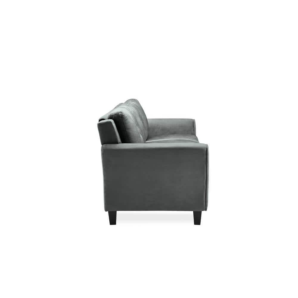 Lifestyle Solutions Taryn Traditional Sofa with Rolled Arms, Dark Gray Fabric