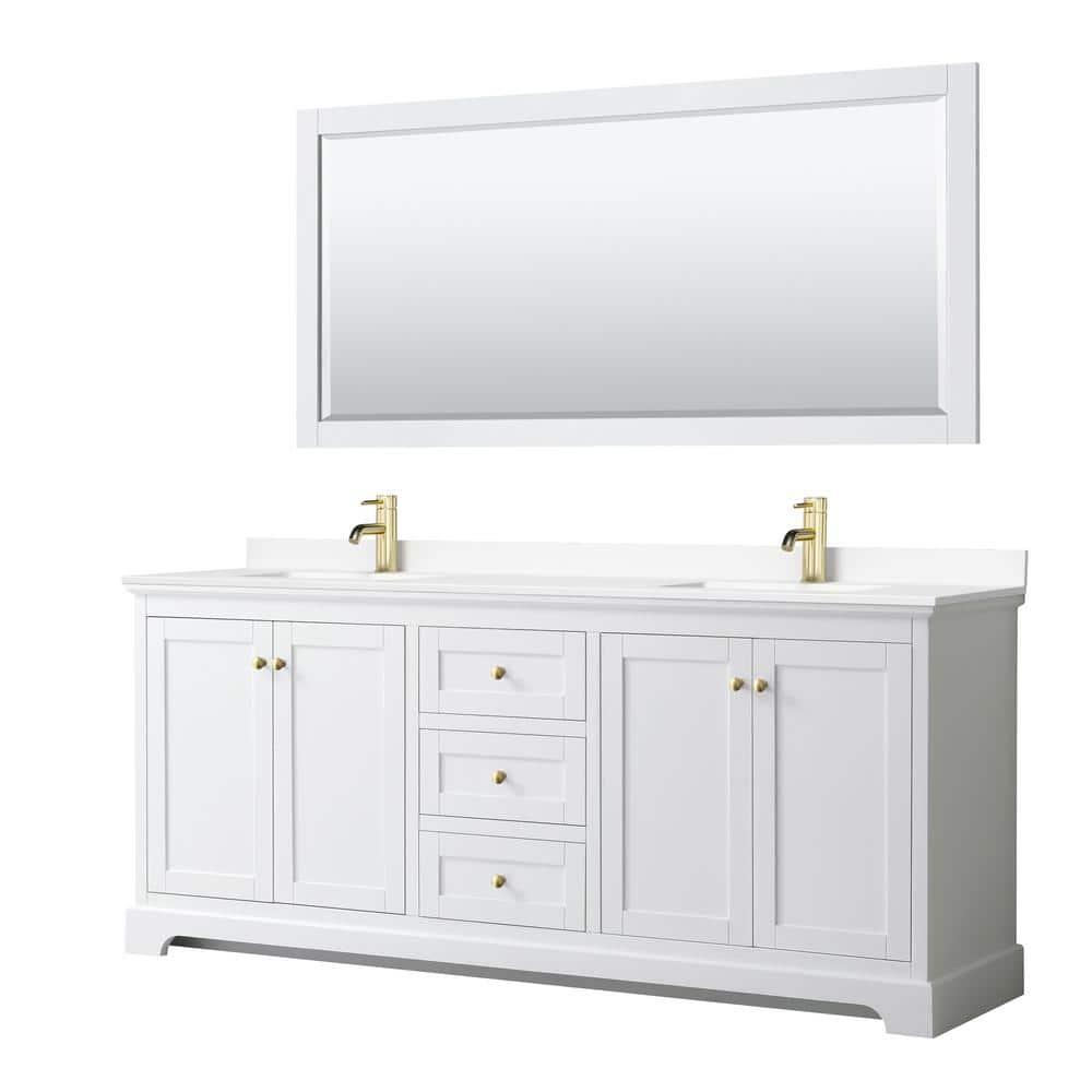 Wyndham Collection Avery 80'' Double Bathroom Vanity with Marble Top with Mirror