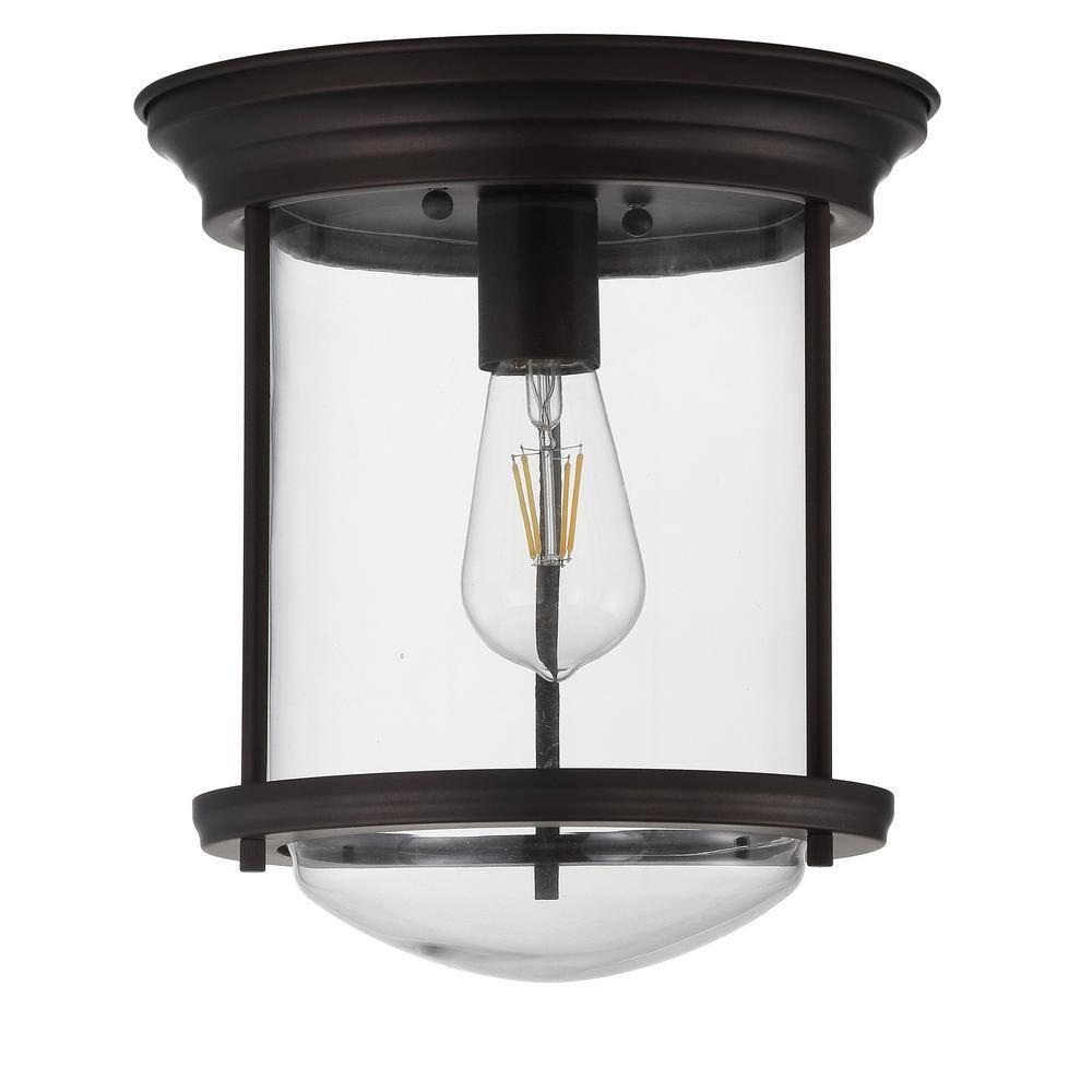 Savannah 10.25" Metal/Glass LED Flush Mount, Oil Rubbed Bronze