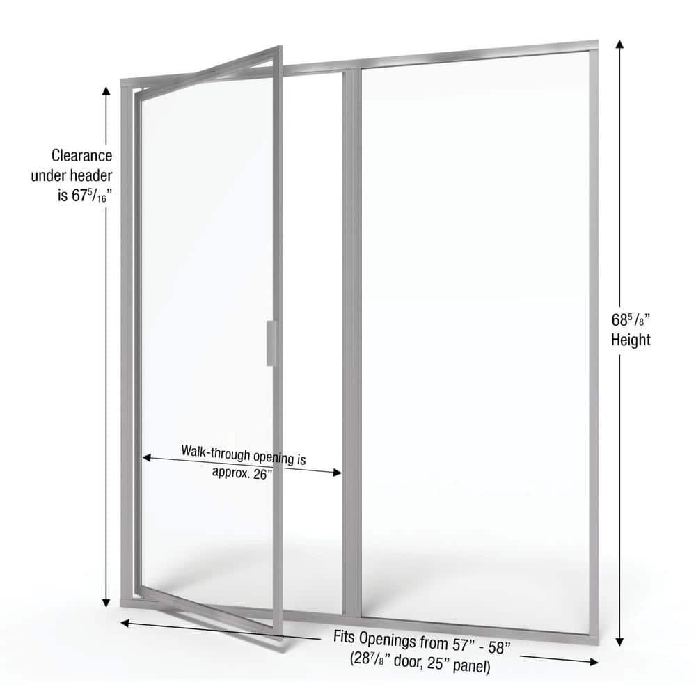 Basco Deluxe 57" W x 68.63" H Framed Shower Door DLXH35A5868CLBN