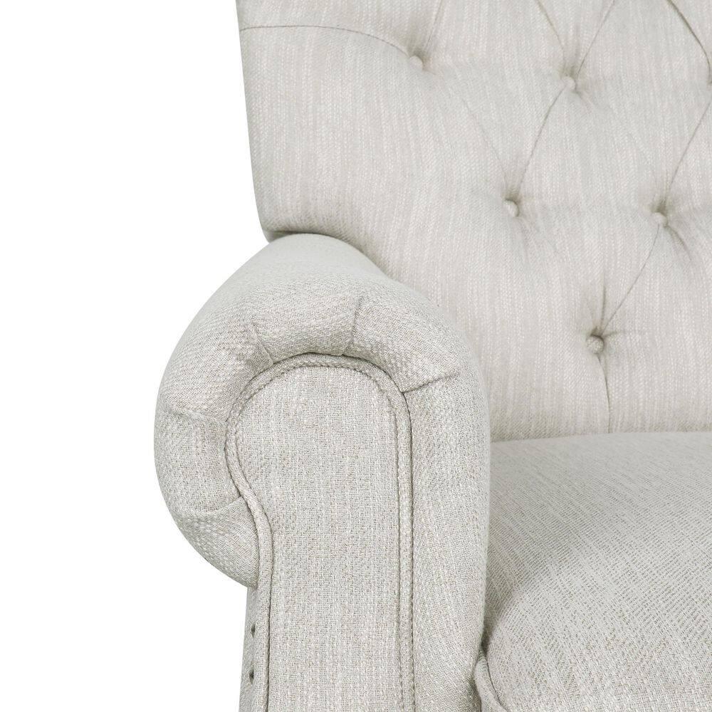 Noble House Torrens Fabric Tufted Recliner, Beige and Dark Brown