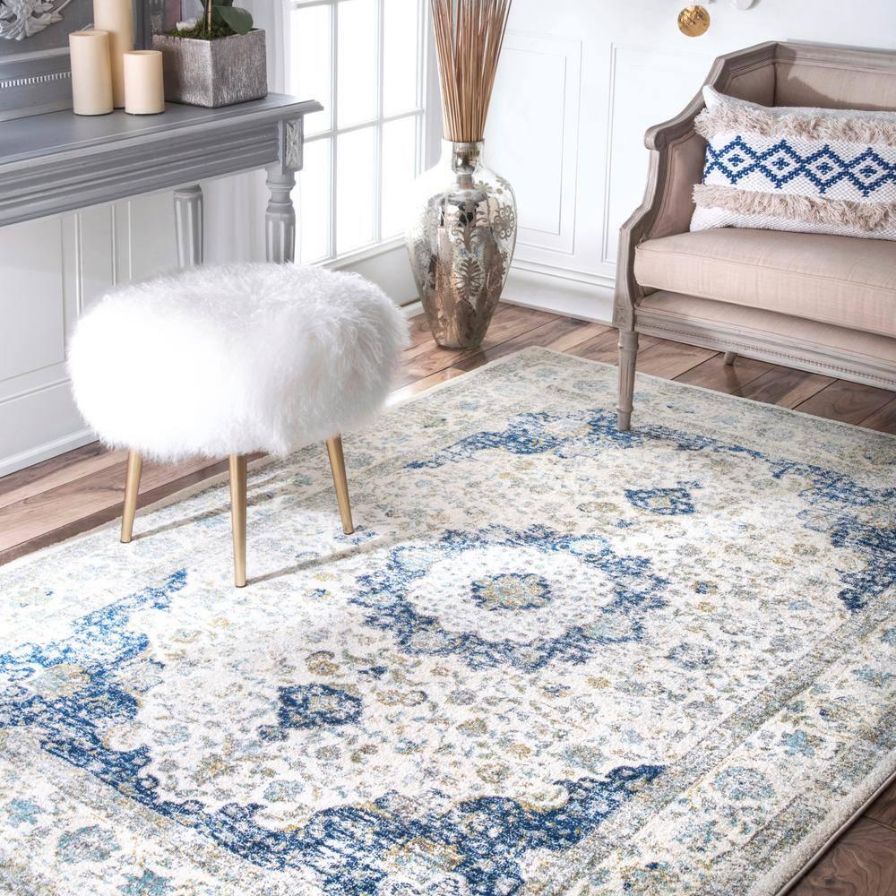 12'x15' Verona Vintage Persian Style Area Rug Blue - nuLOOM: Geometric Pattern, Low Pile, Indoor Rectangle Rug